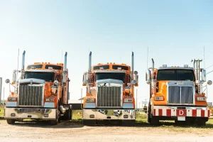 Trucks parked in a row