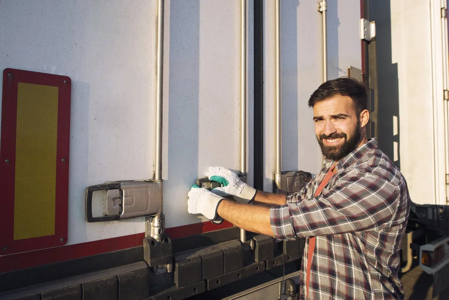 Truck driver ready to unload goods and provide white glove care